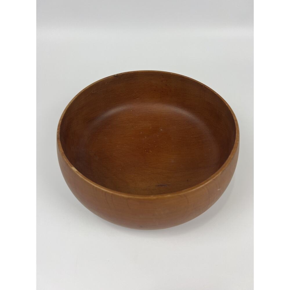 Vintage 10.25" Wood Salad Serving Bowl Milbern Mid Century Modern Taiwan